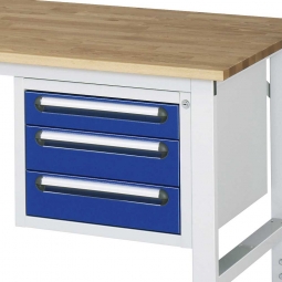 Unterbau-Container für Arbeitstisch, BxTxH 490x600x395 mm, mit 3 Schubladen