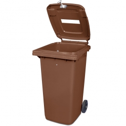 Müllbehälter mit Papiereinwurf, verschließbar, 240 Liter, braun