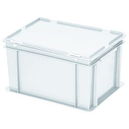 Euro-Aufbewahrungsbox mit Deckel, LxBxH 400x300x230 mm, 21 Liter, weiß