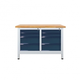 Werkbank, BxTxH 1200x600x840 mm, mit 8 Schubladen in anthrazitgrau