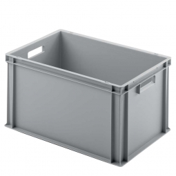 Euro-Geschirrkasten mit 2 Durchfassgriffen, PP, LxBxH 600x400x320 mm, 65 Liter, grau