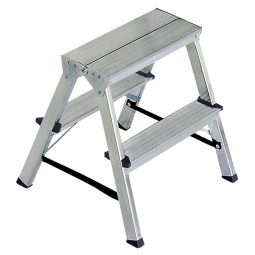 Alu-Doppelleiter mit 2x 2 Stufen, max. Arbeitshöhe 2430 mm, Belastbar bis 150 kg