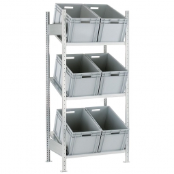 Schrägbodenregal, verzinkt, 3 Böden, BxTxH 1060x603x2000 mm, Tragkraft je Schrägboden 150 kg