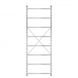 Fachbodenregal mit 8 Böden, Stecksystem, Grundregal, doppelseitige Ausführung, BxTxH 1070x630x3000 mm, Oberfläche glanzverzinkt