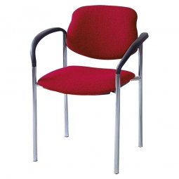 Besucherstuhl mit Armlehnen, Gestell schwarz, Polster rot, stapelbar, BxTxH 500x550x820 mm, max. Tragkraft 110 kg