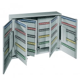 Schlüsselschrank 2-türig, mit 100 Haken, lichtgrau, BxTxH 730x80x550 mm