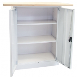 Werkstatt-Theke mit Buche-Multiplex-Arbeitsplatte, BxTxH 1200x720x1230 mm