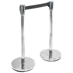 Personenleitsystem 2er-Set, Ständer ØxH 350/50x900 mm, Gurt BxH 1800x47 mm, Ständer Edelstahl/Gurt schwarz