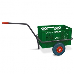 Handwagen mit Kunststoffkorb, H 320 mm, grün, LxBxH 1250x640x660 mm, Tragkraft 200 kg