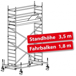 Fahrgerüst Plettac Alu Star 80 mit Fahrbalken, Arbeitshöhe 5,5 m, Gerüsthöhe 4,75 m, Standhöhe 3,5 m