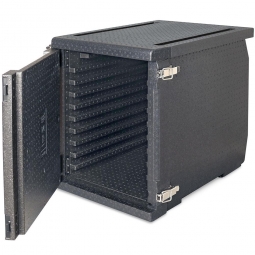 Frontlader Transport-Thermobox / Isolierbox für Backbleche u. Tabletts, 10 Einschubstege, BxTxH 540x740x685 mm, Inhalt 146 Liter