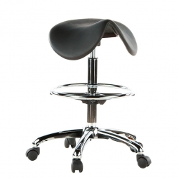 Sattelsitz-Hocker, schwarz, Sitzhöhe 600-850 mm, Sitzbreite geschwungen 460 mm