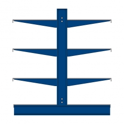 Kragarmregal mit Fachböden, doppelseitige Nutzung, BxTxH 4295x1100x1980 mm, Achsmaß 1060 mm, Gesamt-Tragkraft 9450 kg