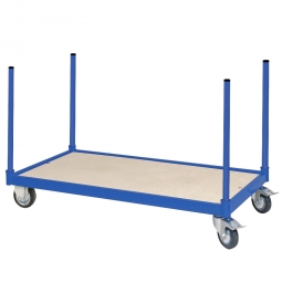 Rungenwagen mit 4 Halterohren, 2 Bockrollen und 2 Lenkrollen mit Feststellbremse, LxBxH 1000x500x755 mm, Tragkraft 250 kg