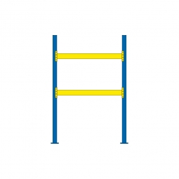 Palettenregal für 6 Europaletten, BxTxH 2025x1100x3000 mm, Tragbalkenebenen mit 38 mm Spanplattenböden, Fachlast 2200 kg/Tragbalkenpaar