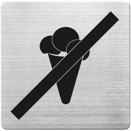 Hinweisschild "Eis essen verboten", Edelstahl, HxBxT 90x90x1 mm