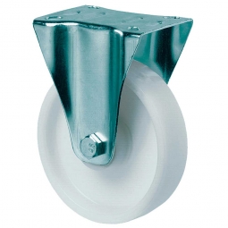 Transportgeräte-Bockrolle, Rad-ØxB 150x50 mm, Tragkraft 300 kg, weiß