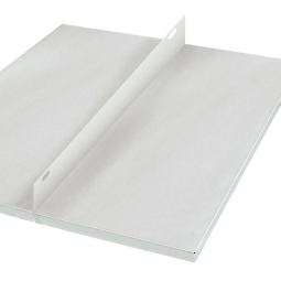 Ordner-Schraub-Fachboden, kunststoffbeschichtet, BxT 750x600 mm, mit Mittelanschlagbügel