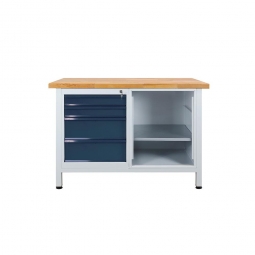 Werkbank, BxTxH 1200x600x840 mm, mit 4 Schubladen in anthrazitgrau