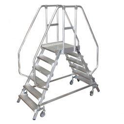 Leichtmetall-Podestleiter, Beidseitig besteigbar, mit 2x 6 Aluminiumstufen
