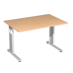Schreibtisch ELEGANCE höhenverstellbar, Dekor Buche, Gestell Silber, BxTxH 1200x800x680-820 mm