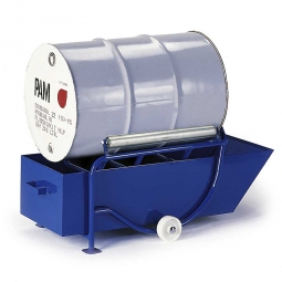 Fasskipper mit 208 Liter Auffangwanne und Metallwalzen-Auflage, Tragkraft 250 kg, verzinkte Auflagerrollen