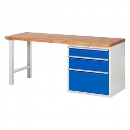 Werkbank BxTxH 2000x700x840 mm, 3 XL Schubladen
