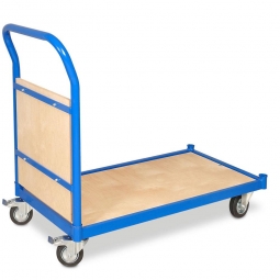 Stirnwandwagen / Schiebebügelwagen LxBxH 1070x500x890 mm, 2 Lenkrollen mit Feststellbremse und 2 Bockrollen