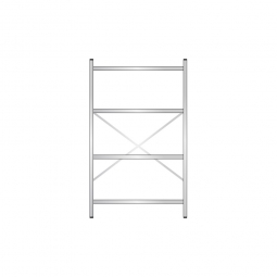 Edelstahl-Steck-Grundregal, BxTxH 1200x600x2000 mm, mit 4 Regalböden T: 550 mm