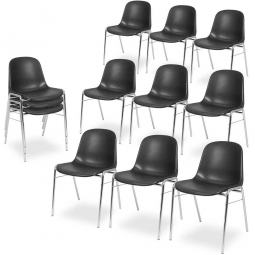12er-Set Formschalenstühle mit verchromten Gestell, stapelbar, BxTxH 495x520x770 mm