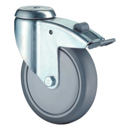 Schwere Apparate-Lenkrolle mit Feststellbremse, Rad-ØxB 125x32 mm, Tragkraft 100 kg, grau