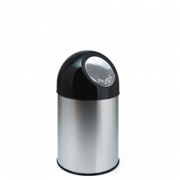 Push-Abfallbehälter, Inhalt 30 Liter, Edelstahl, HxØ 540x310 mm, Einwurföffnung Ø 160 mm