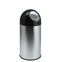 Push-Abfallbehälter, Inhalt 40 Liter, Edelstahl, HxØ 670x310 mm, Einwurföffnung Ø 160 mm