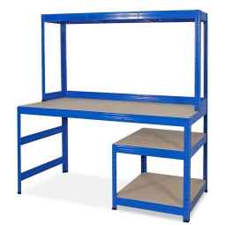 Werkbankregal mit Regalaufsatz und Unterbau, BxTxH 1500x600/300x1500 mm, Tragkraft je Boden 50/100/250 kg