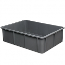 Euro-Schwerlastbehälter, LxBxH 800x600x220 mm, grau, Boden und Wände geschlossen, Inhalt 80 Liter