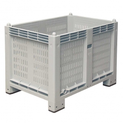 Palettenbox mit 4 Füßen, LxBxH 1200x800x850 mm, grau, Wände durchbrochen/Boden geschlossen