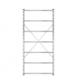Fachbodenregal mit 7 Böden, Stecksystem, Grundregal, doppelseitige Ausführung, BxTxH 1070x630x2300 mm, Oberfläche glanzverzinkt