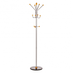 Formschöne Standgarderobe aus Metall, silber, HxØ 1850x400 mm