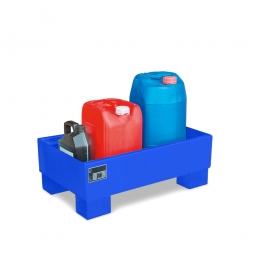 Auffangwanne für 60 Liter Fässer, LxBxH 800x500x290 mm, Volumen: 65 Liter, blau RAL 5012