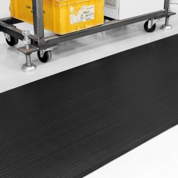 Gummi-Riefenmatte, Breite 1200 mm ab Länge 1000 mm, Stärke 3 mm, natürlich-synthetische Gummimischung, schwarz, Preis per lfd. Meter