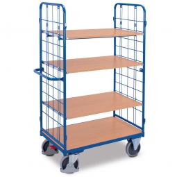Hoher Etagenwagen mit 2 Wänden und 4 Böden, LxBxH 1385x820x1820 mm, Tragkraft 500 kg