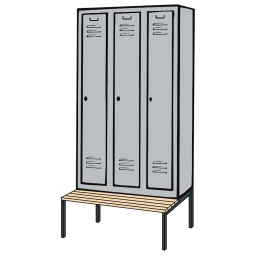 Kleiderspind mit untergebauter Sitzbank und Drehriegelverschluss, BxTxH 900x500/815x2090 mm