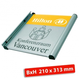 Türschild "Genf", signalgelb RAL 1003, BxH 210x313 mm