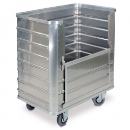 Transportwagen aus Leichtmetall, mit Klappwand, 355 Liter, LxBxH 930x530x985 mm, Tragkraft 250 kg