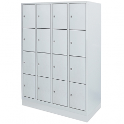 Stahl-Fächerschrank mit Sockel, 16 Fächer, BxTxH 1190x500x1800 mm
