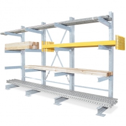 Kragarmregal, feuerverzinkt, BxTxH 3100x740x2000 mm, einseitig, 3 Regalfelder, 4 Ebenen, Tragkraft/Fachebene 1800 kg