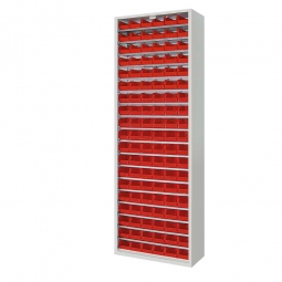 Schrank mit Sichtboxen, ohne Türen, BxTxH 700x300x1980 mm, lichtgrau RAL 7035