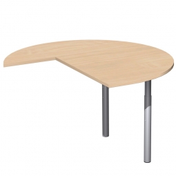 Dreiviertelkreis-Anbauplatte PREMIUM rechts, Buche/Silber, BxTxH 1200x1200x680-820 mm, höhenverstellbar
