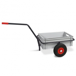Handwagen mit Kunststoffkasten, H 220 mm, grau, LxBxH 1250x640x660 mm, Tragkraft 200 kg