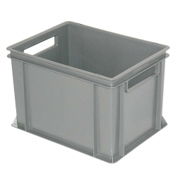 Eurobehälter mit 2 Durchfassgriffen, LxBxH 400x300x220 mm, 21 Liter, grau